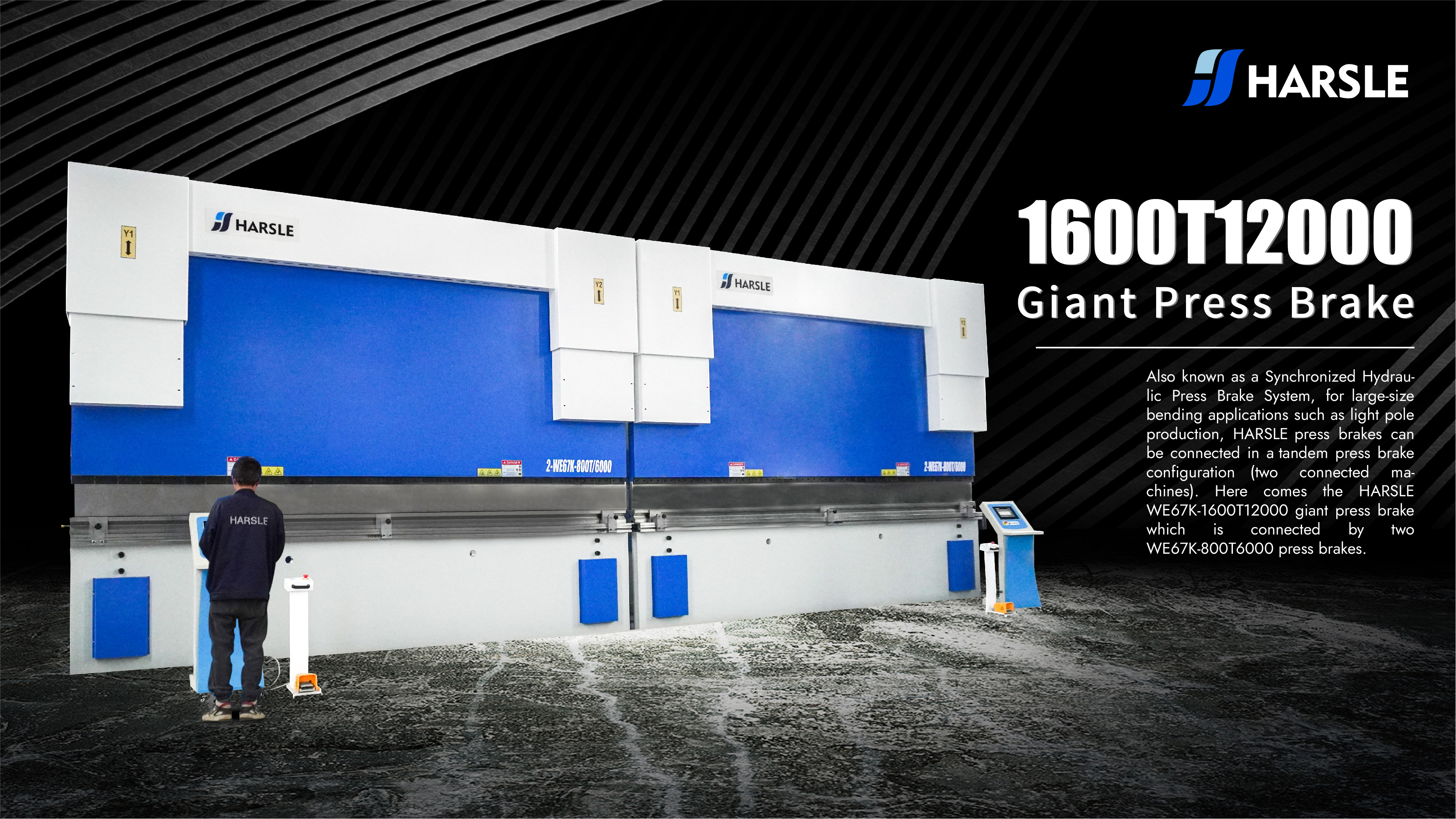 1600T12000 Tandem Giant CNC Press Brake For Light Pole Production from